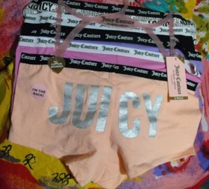 5 JUICY COUTURE JC7530 5PKDN SIGNATURE WAIST COTTON BOYSHORT PANTIES L - Picture 1 of 2