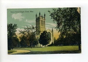 Postal antigua Groton MA Mass 1910, camino a la capilla de la escuela Groton, césped verde - Imagen 1 de 2