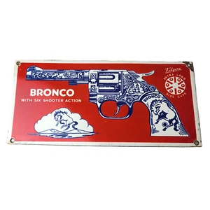 Vintage Bronco Kilgore Toys Schild - Porzellan Werbung Laden Zapfsäule Schild - Bild 1 von 15