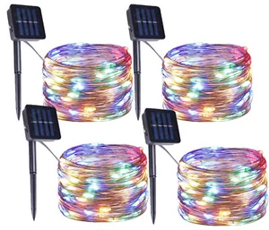 4 Pack 33FT 100LED Solar String Lights Outdoor Fairy Lamp Decor 8 Modes Lighting - Picture 1 of 10