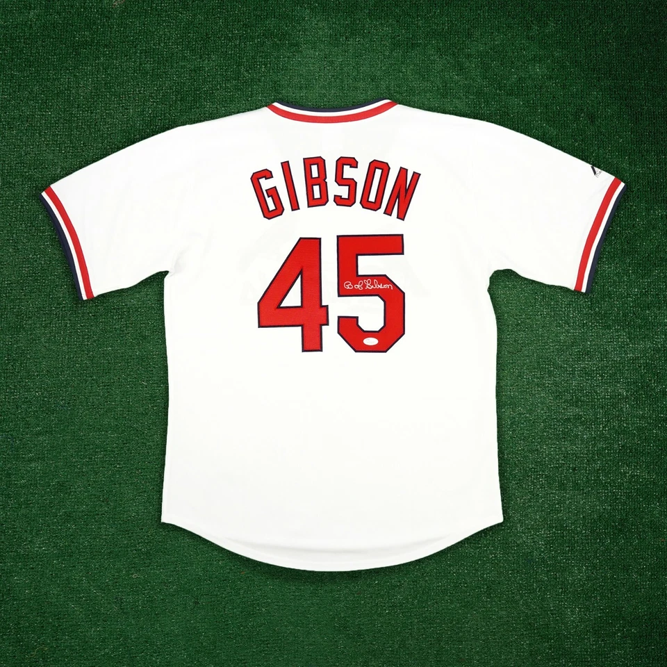 Bob Gibson signed 1980's St. Louis Cardinals Cooperstown Home White Jersey JSA - Image 1 of 4