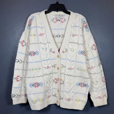 The Peruvian Connection S Mujer Beige PESADO Cárdigan Suéter Tejido a Mano Foto 1 de 4