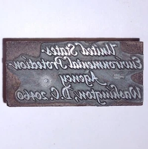 United States Environmental Protection Agency Letterpress Printers Block Vintage - Picture 1 of 11