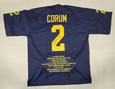 BLAKE CORUM SIGNED COLLEGE STYLE CUSTOM STAT XL JERSEY BECKETT QR - Image 1 of 3