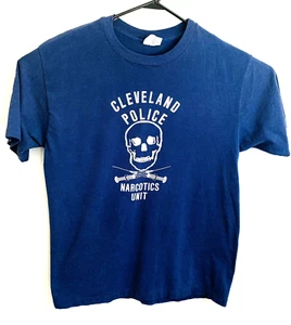 Vintage Single Stitch Cleveland Police Narcotics T Shirt XL? Skull Short Sleeve - Picture 1 of 13