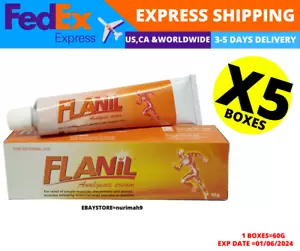 5 X Flanil Cream Relieves Muscular Aches, Joint & Back Pains 60G - FAST SHIPPING - Picture 1 of 4