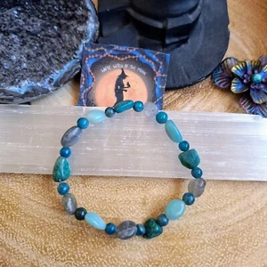 weight loss bracelet metabolism crystal healing apatite Chrysocola amazonite - Picture 1 of 6