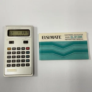 Vintage Sharp Elsi Mate EL 8138E Calculator Clock Stop Watch Date Leather Time - Imagen 1 de 8