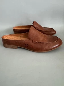 BORN Leather Mule Clogs Size 8 Closed Toe Slip On Flat Loafers Brown, Comfort - Picture 1 of 9
