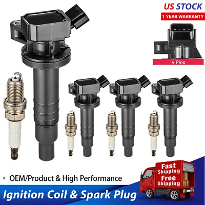 For 2003-2008 Toyota Matrix 1.8L L4 4X Coils pack & Spark plugs C1249 UF247 - Image 1 of 4