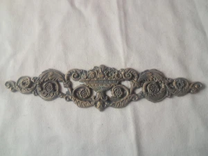 Möbel Applikation Messing Beschlag Blume Akanthus Zierde Messing Antik 183x44 mm - Bild 1 von 2