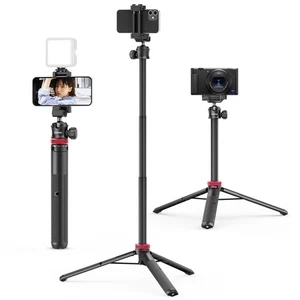 MT-44 Ausziehbares Telefon Stativ, 59" Selfie Stick Vlog Ständer mit 2 in 1 Telefon... - Bild 1 von 9