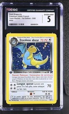CGC 5 French Dark Dragonite Team Rocket 1st Edition 5/82 Holo Pokemon Card - Image 1 of 2