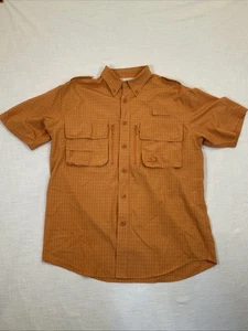 Cabela's GuideWear Shirt Short Sleeve Vented Fishing Outdoor Orange Men's Large - Picture 1 of 15