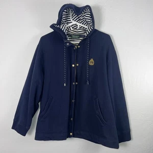 Chaqueta con capucha vintage Lauren Jeans Co Ralph Lauren para mujer cremallera completa azul talla L - Imagen 1 de 5