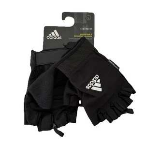 adidas Adjustable Essential Gym Weightlifting Gloves Black Size Large New - Picture 1 of 4
