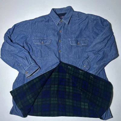 Винтажная мужская флисовая джинсовая рубашка FIVE BROTHER Barn Chore Shacket LT синяя - Изображение 1 из 4