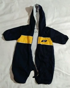 baby hoodie reebok bodysuit zipper navy blue yellow white nylon polyester cotton - Picture 1 of 10