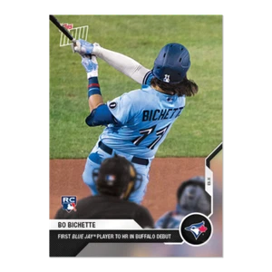 2020 TOPPS NOW #87 BO BICHETTE 1ST BLUE JAYS PLAYER TO HR IN BUFFALO DEBUT - Picture 1 of 2