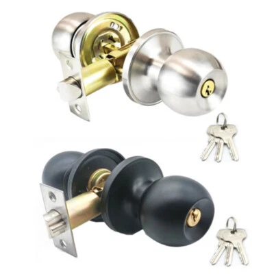 1-5X Stainless Steel Door Knob Set Privacy Passage Door Lock Handle Entrance Key - Image 1 of 4