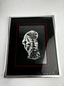 Vintage 1976 Rudy Droguett Kitten Cat “Reflections” Wall Art Metal Frame Modern - Picture 1 of 6