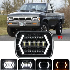 Fit Nissan D21 Pickup 1986-1994 Black 7x6" LED Headlight Hi-Lo DRL Turn Signal - Picture 1 of 12