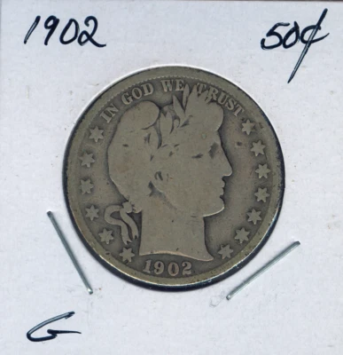 1902 Silver Barber Half Dollar Top Good + G Quality Sku: Bar-50 #15 - Image 1 of 2