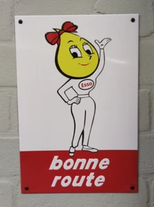 Esso Petrol Oil Fuels Bonne Route Good Road französisches geprägtes Blechschild 20 x 30 cm - Bild 1 von 4