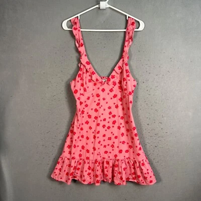 Mini Vestido Zara Rosa Floral Mezcla de Lino Sin Mangas con Volantes Correas Dobladillo Acampanado Foto 1 de 4