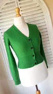 Paul Smith Mainline Women's Cropped 100% Cashmere Green V-Neck Cardigan (XS) - Picture 1 of 16
