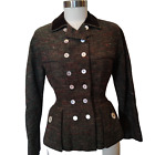 Vtg 1940s Women's Tweed & Velvet Collar Peplum Jacket Blazer XS/S 35" Bust