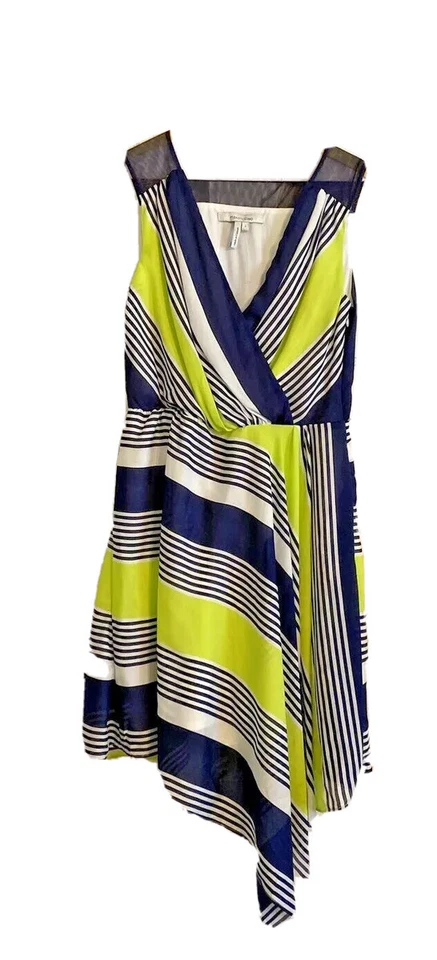 Vestido Max and Cleo Mujer Talla 6, Azul Blanco Verde Rayas Estilo Pañuelo Foto 1 de 4