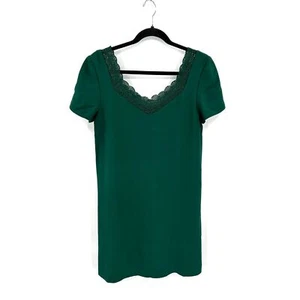 NWT SEZANE Emerald Green Louisa Lace Short Sleeve Shift Mini Dress Size 4 - Picture 1 of 6
