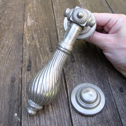 Vintage Nickel Plated Brass Door Knocker Cover