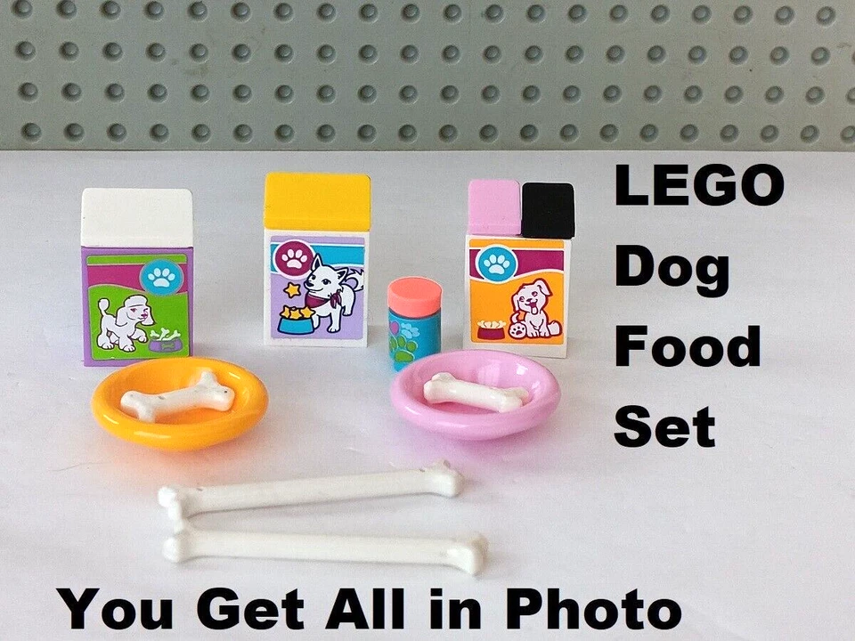 LEGO Dog Food Set Boxed Bones Pet Dishes Terrier Poodle Puppy Sacks Treat Can - Image 1 of 1