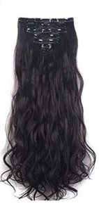 Stylish Curly Hair With Black Color 14 Clips pack of 6 Pcs For Women d015 - Picture 1 of 5