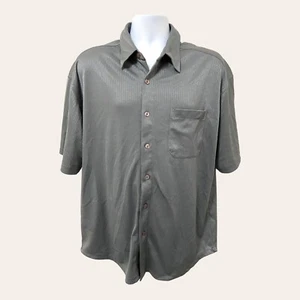 D:Fuse Mens Club Shirt Size XL Silver Polyester Short Sleeves Striped - Picture 1 of 8