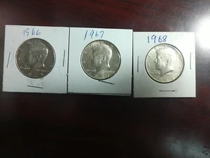1966, 1967 And 1968 Kennedy Half Dollar NICE LOOKING (DW-1) - Picture 1 of 7
