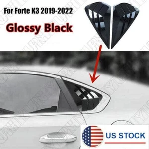 2Pcs Car Side Vent Window Louver Cover Glossy Black For Kia K3 Forte 2019-2022 - Picture 1 of 7