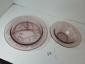 1930er seltene Vintage Tiara Indiana Glas Mutter Gans Kinderreim Schale Teller - Bild 1 von 3