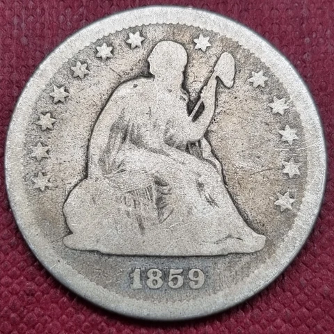 1859 Seated Liberty Quarter 25c Circulated #60266 Cover