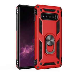 For Samsung Galaxy S10+ AMZER Hybrid Shockproof Case With Magnetic Ring Holder