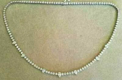 Tennis Choker Necklace 10CT Round Cut Lab Created Diamond 14k Wh Gold Plated 18" - Image 1 of 4
