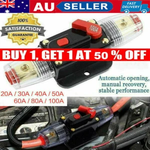 100A AMP Circuit Breaker Car Marine Stereo Audio Inline Replace Fuse DC12V-24V A - Picture 1 of 18