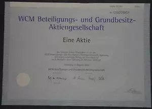 100 Stück WCM Beteiligungs- und Grundbesitz-Aktiengesellschaft 1999 1er - Bild 1 von 1