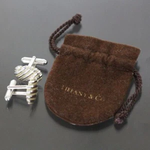 Tiffany & Co. Cufflinks Twisted Yellow Gold Motif Silver 925 K18 - Picture 1 of 4
