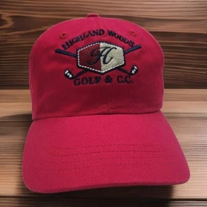 Highland Woods Golf & Country Club Hat Red Adjustable Unstructered Dad Cap - Picture 1 of 8