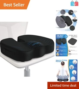 Large Non-Slip Memory Foam Cushion for Chairs - Sciatica & Tailbone Support - Picture 1 of 9