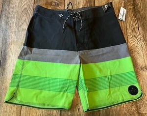 Rip Curl Mirage Boardshorts Tag 32 Measure 34 8.5 Inseam Black Gray Green NWT - Picture 1 of 3