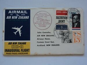 USA Air New Zealand Airmail DC-8 1965 Inaugural flight Pago Pago to Auckland